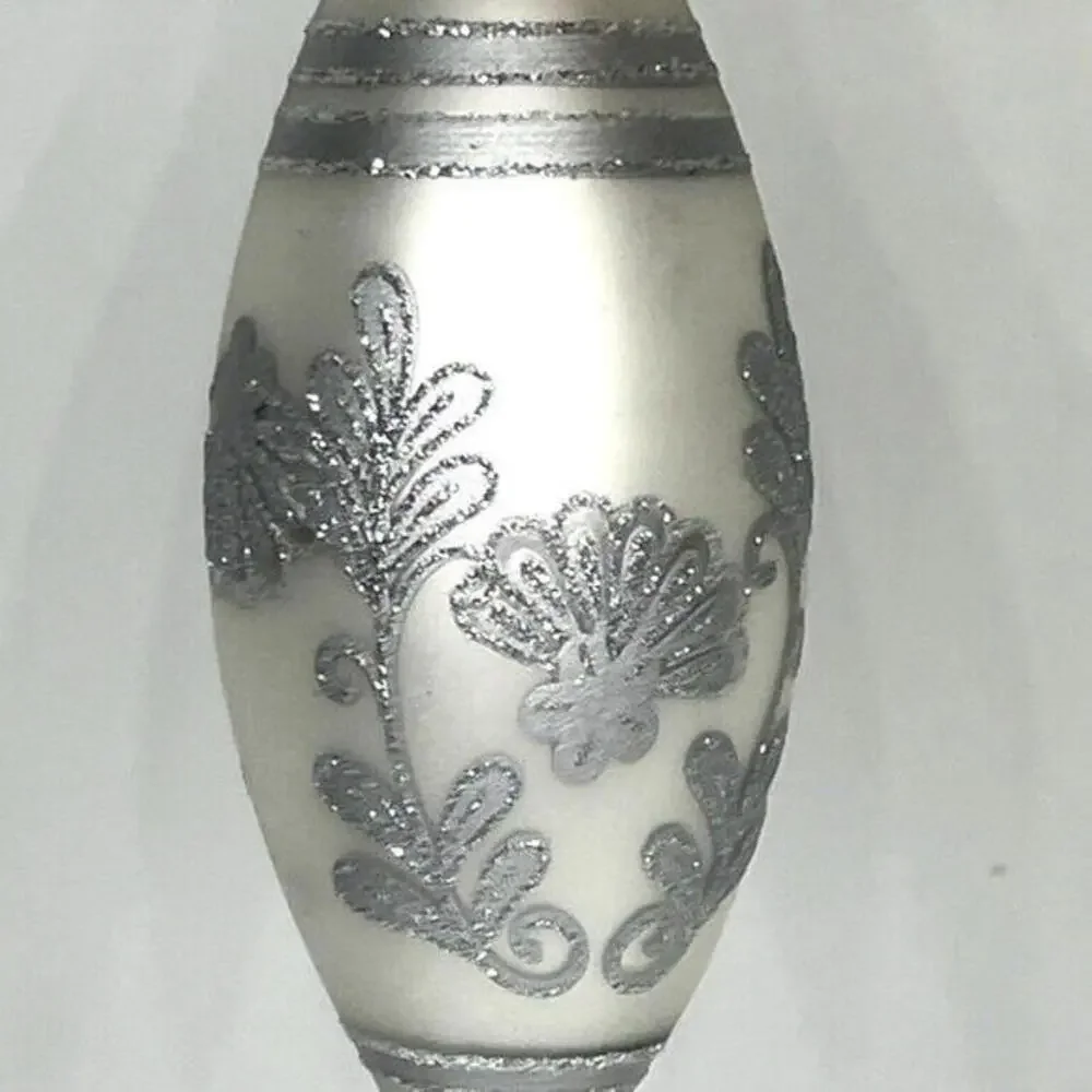 Silver Glitter Snowflake Baubles Icicle Glass Christmas Ornaments LOT‎ of 29